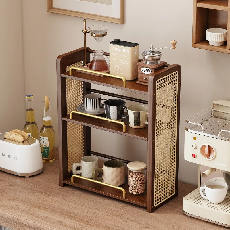 

Multi-Layer Rattan Cup Holder Desktop Drink Station for Mugs/Glasses Creative Coffee Tea Cup Organizer Space Saving Storage Rack