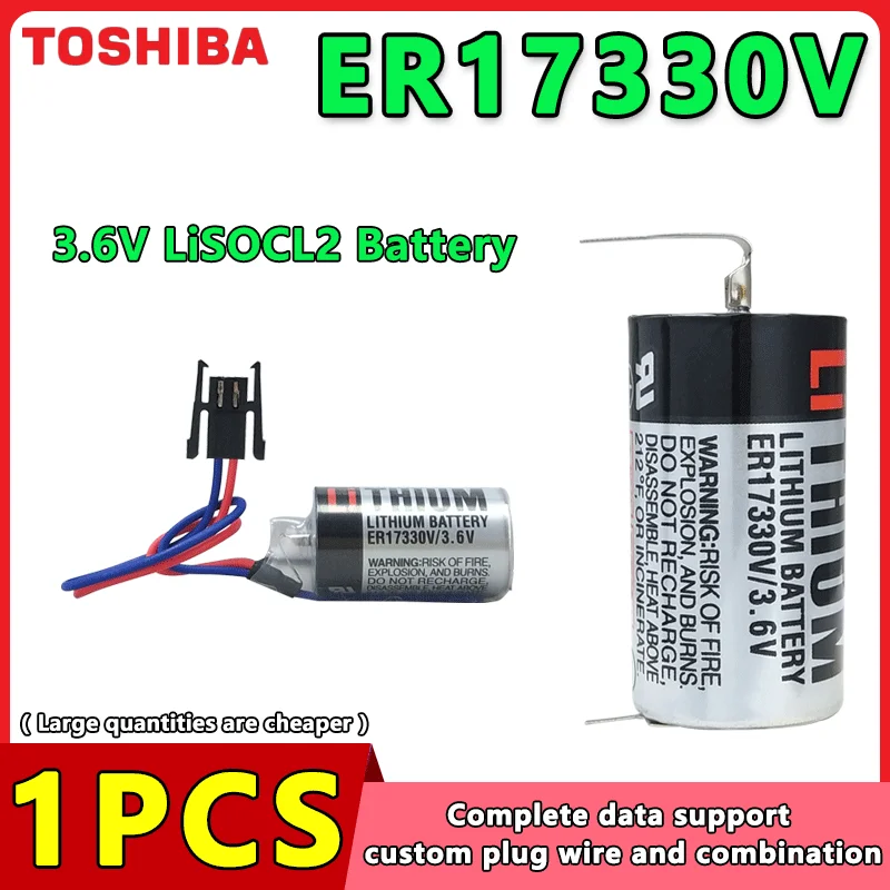 

TOSHIBA ER17330V 3.6V 2000mAh Not-Rechargeable Lithium Battery Made in Japan For Servo PLC CNC Lathe Plate Customizable Plug