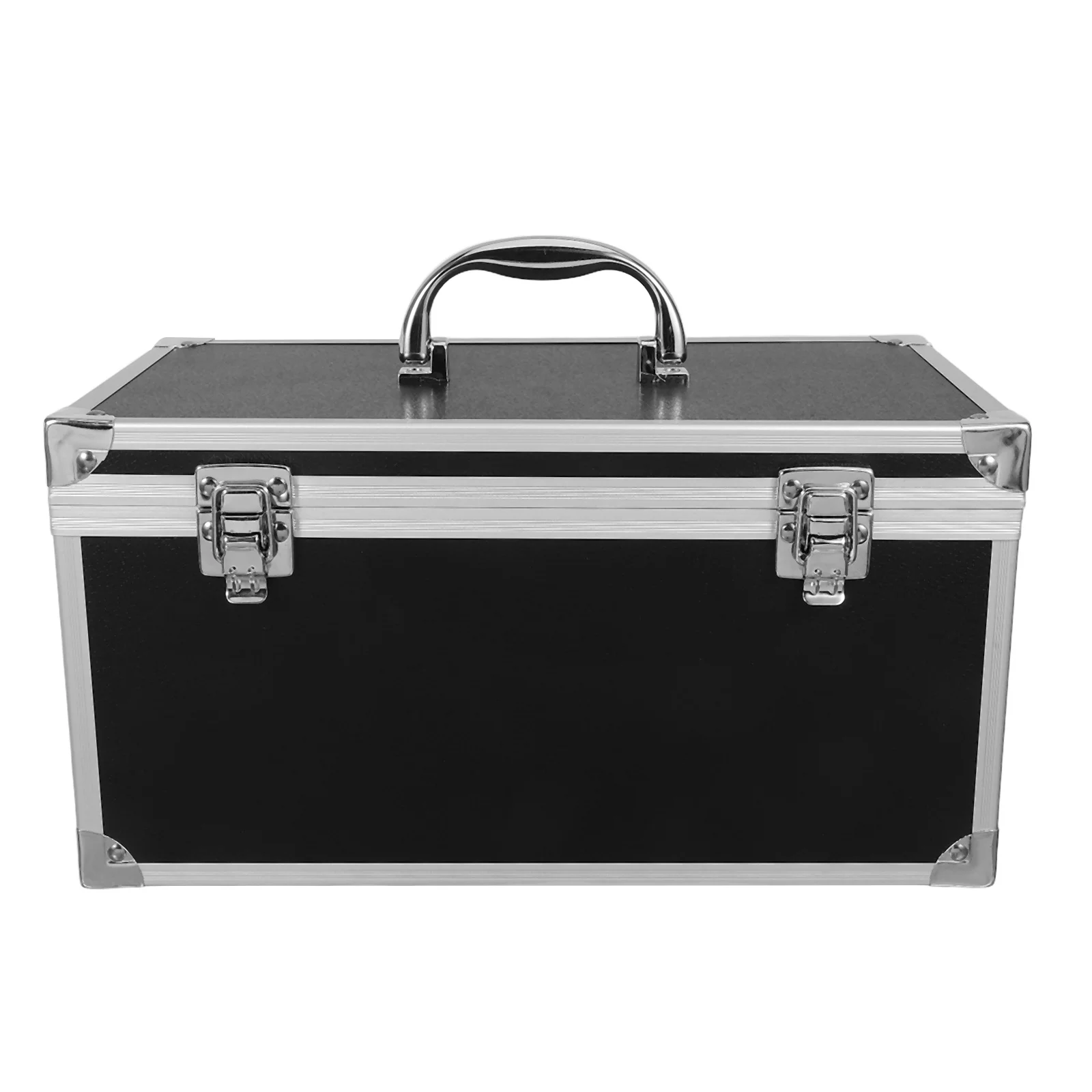 صندوق أدوات من سبائك الألومنيوم متعدد الوظائف صندوق تخزين أسود منظم أجزاء محمول حقيبة حمل صلبة لأدوات المنزل والسيارة