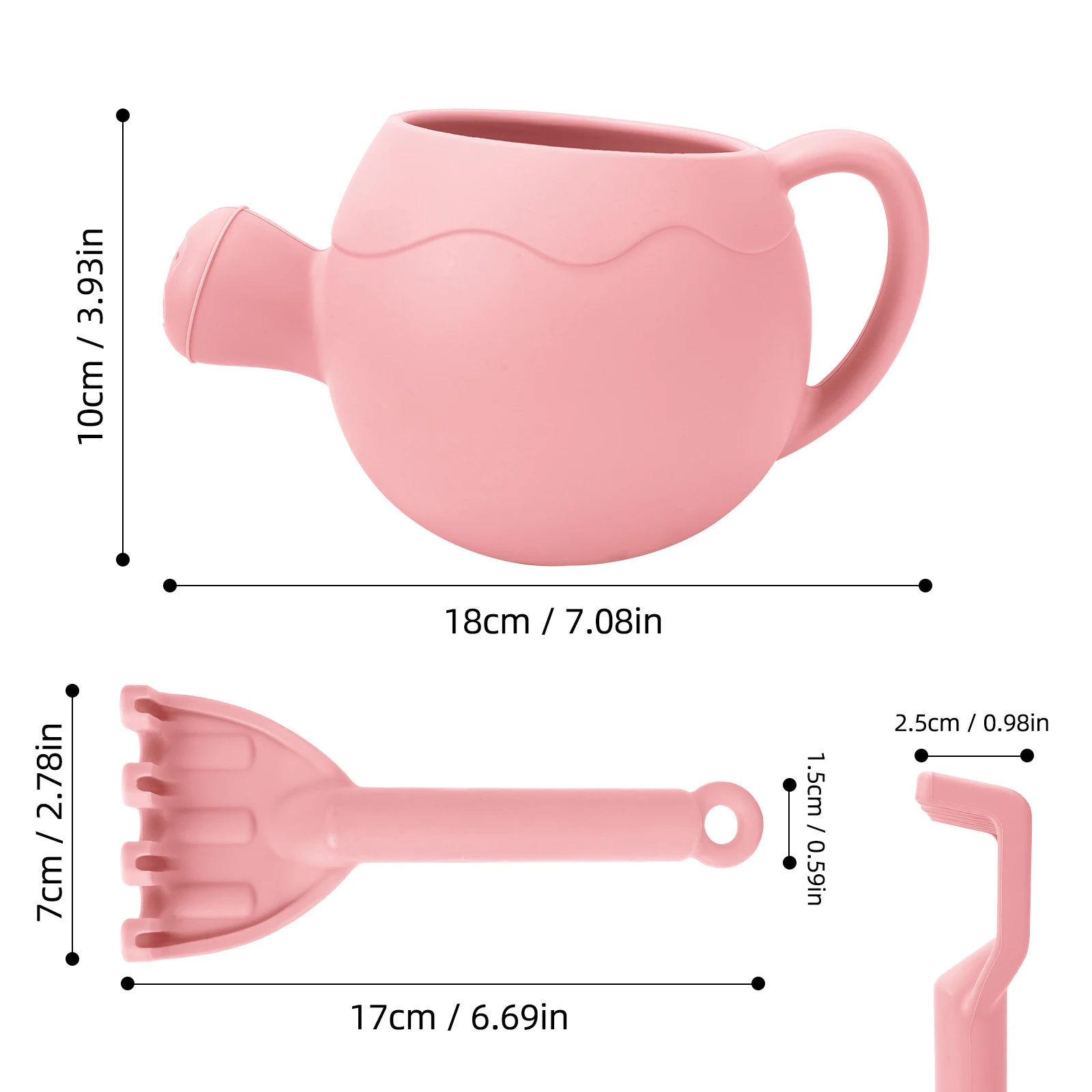 Brinquedos de praia de verão, ferramentas para brincar de areia, pote de rega de silicone macio, conjunto de ancinho, pás de balde de areia adequadas para crianças ao ar livre