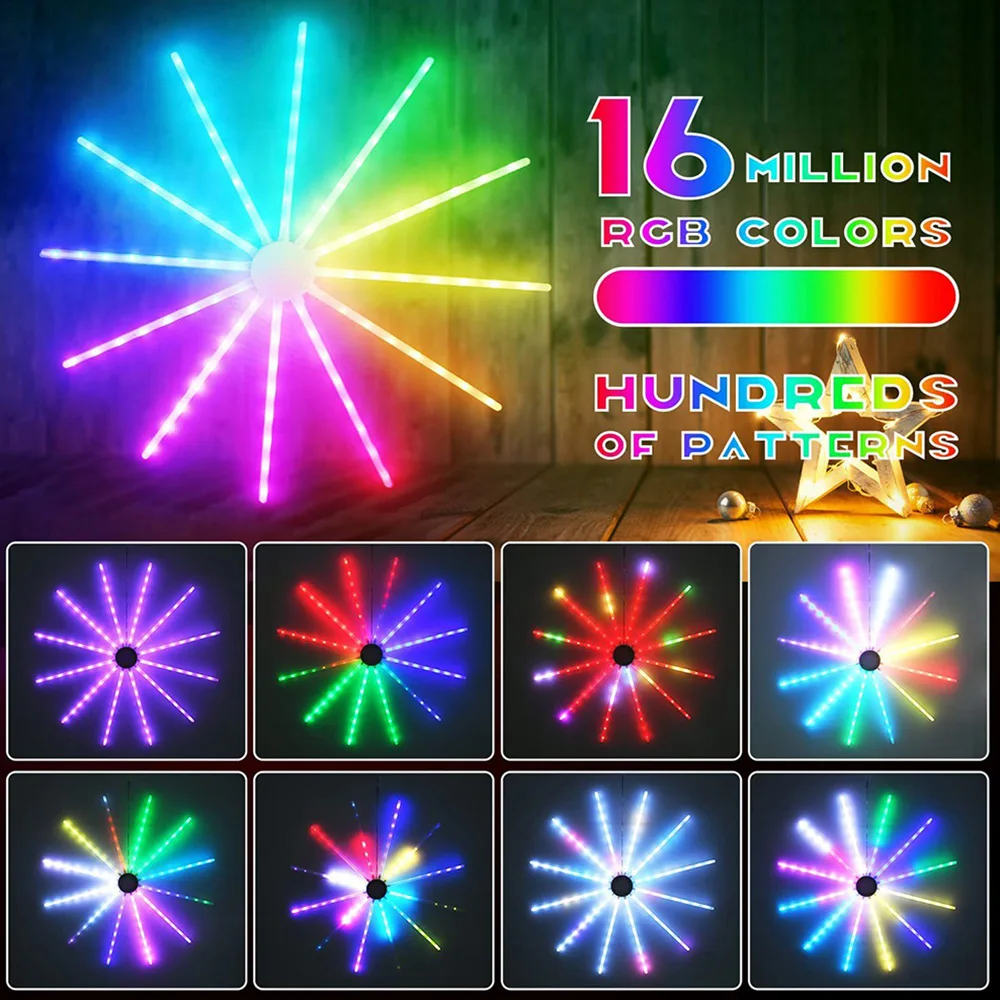 

RGB Firework Light APP Remote Control Neon Strip USB 5V Color Changing Atmosphere Light Xmas Fairy Light Holiday Festival Decor
