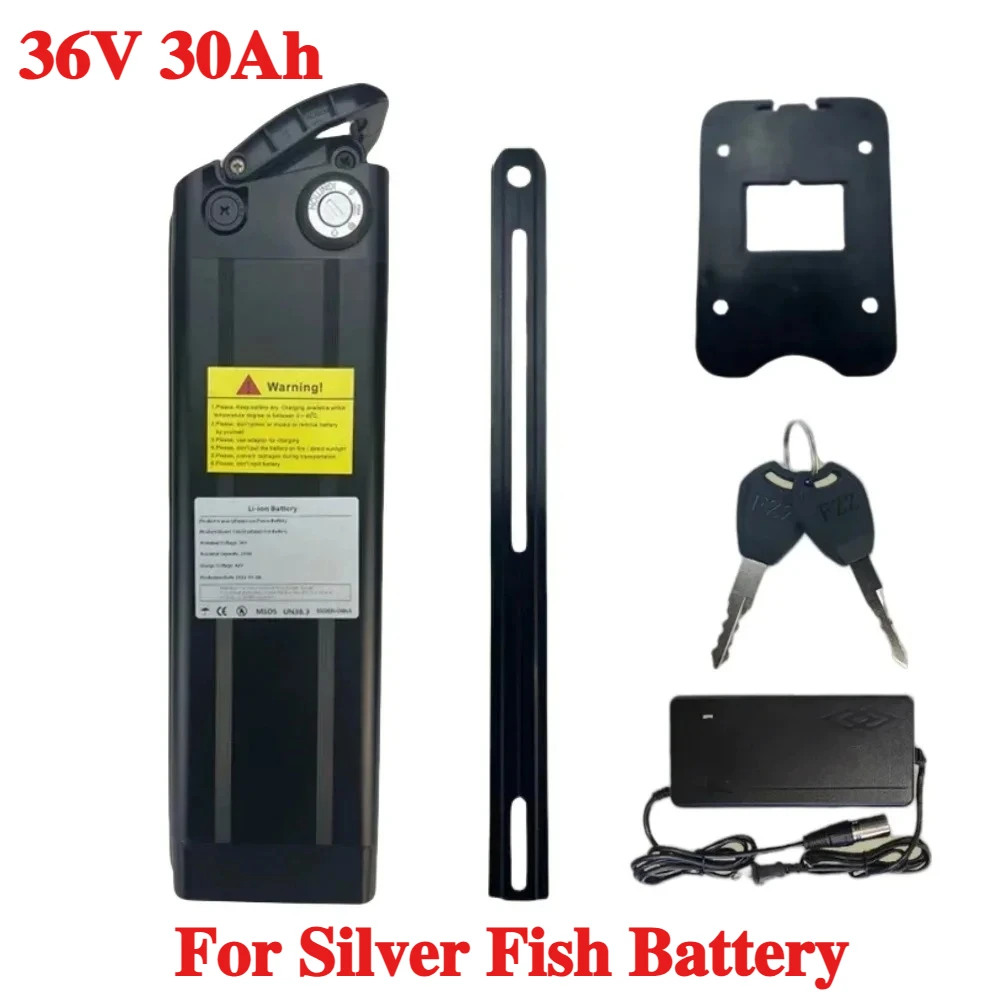 

Lithium 36V 30Ah For Silver Fish Battery E Bicycle Battery for 250W 350W 500W 750W 1000W bafang/tongsheng Motor.