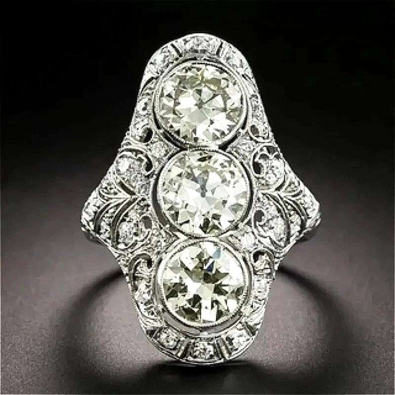 Bagues élégantes et exquises en zircone synthétique, motif creux sculpté à la main, pour femmes, accessoires de bijoux de mode pour mariage et fiançailles
