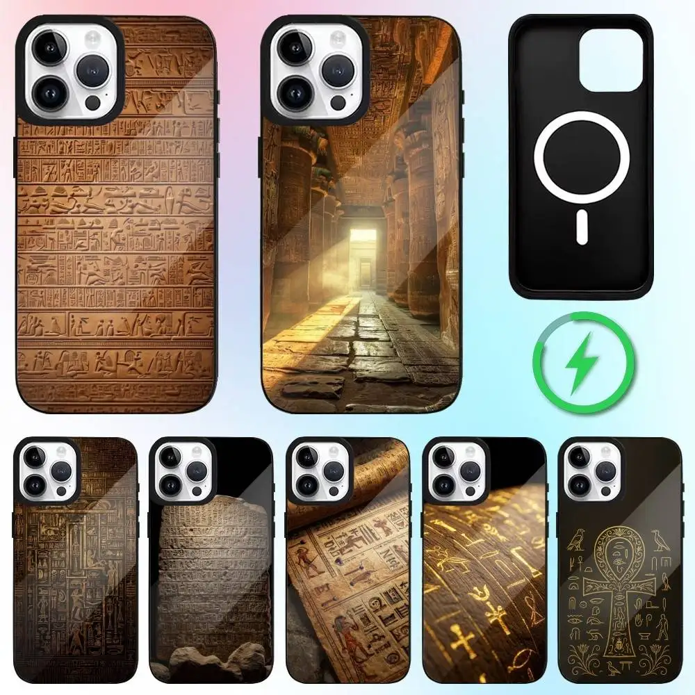 

Egypt Art Hieroglyphics Phone Case For iPhone17,16,15,14,13,12,11 Plus,Pro Max Magnetic Magsafe Wireless Charging