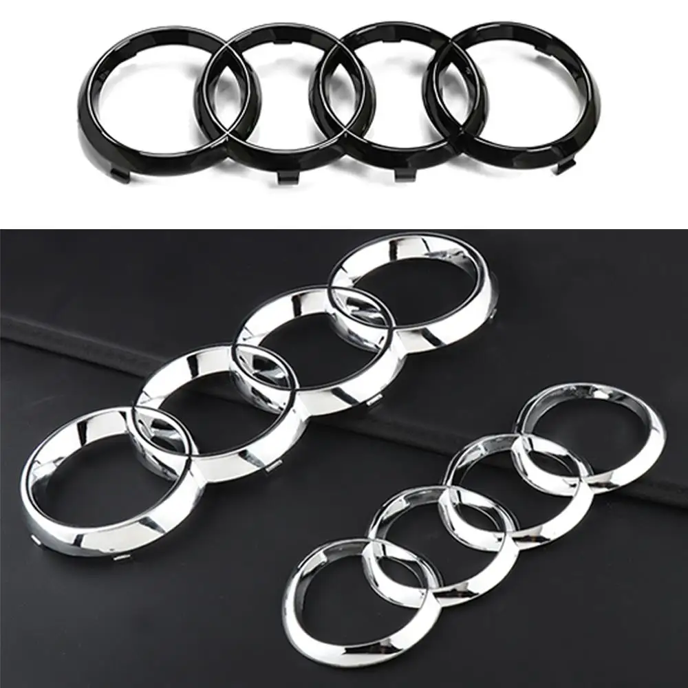 Image of 4-Ringe-Logo ABS Chrom Schwarz Auto Frontmotorhaube Emblem Kofferraum-Emblem für Audi A5 A6L A3 A4 A7 Q2 Q3 Q7 Ventilkern