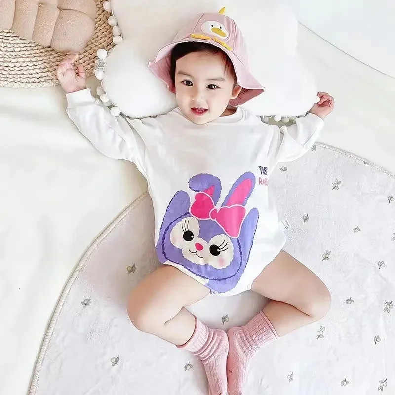 Spring Newborn Baby Boy Romper Cartoon Mickey StellaLou Pooh Print Infant Girl Jumpsuit Cotton Bodysuit Kid Outfit Clothes 0-36M