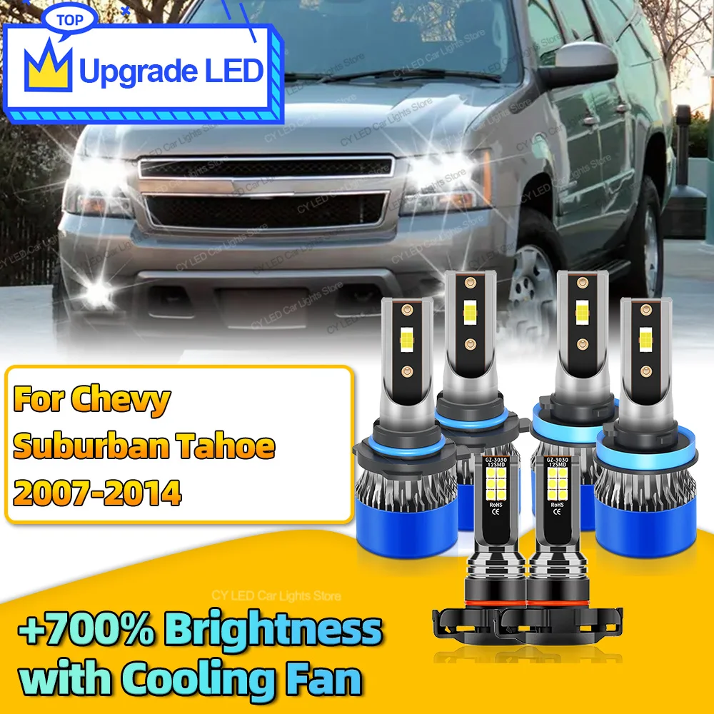 

6 шт. 30000LM Canbus автомобильные светодиодные фары лампы HB3 H11 5202 автоматические противотуманные фары для Chevy Suburban Tahoe 2007-2014 2008 2009 2010