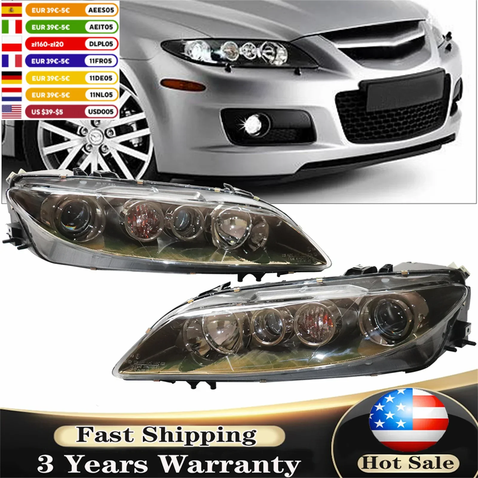 Hot Sales Headlight Headlamp Assembly Set For 2006 2007 2008 Mazda 6 Driver or Passenger Sides