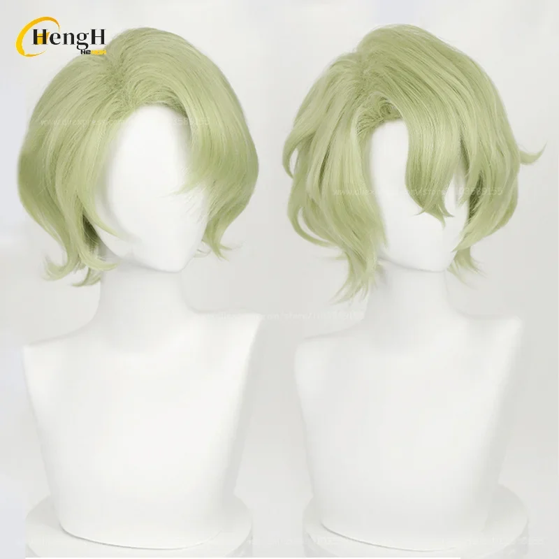 In Stock Anime Tomoe Hiyori Synthetic Wig Unisex Short 30cm Yellow Green Cosplay Wig Heat Resistant Hair Party Wigs + A Wig Cap