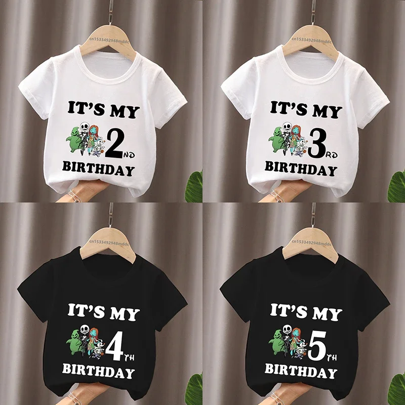 

It's My 1 2 3 4 5 6 7 8 9 Years Birthday Boys Girls T shirt Pumpkin King Jack Skellington Kids Clothes Baby Children T-Shirts