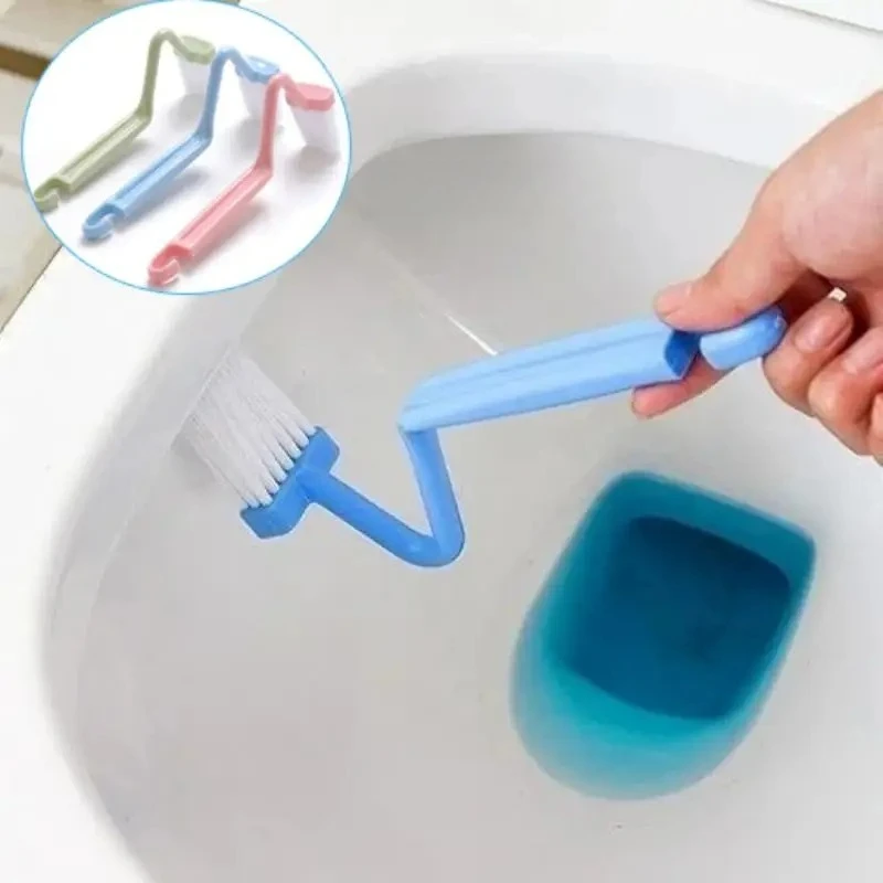 2/3PCS S-Shaped Curved Toilet Brush Long Handle Toilet Bowl Deep Cleaning Brush Under Rim Bathroom Household Cleaning Tools