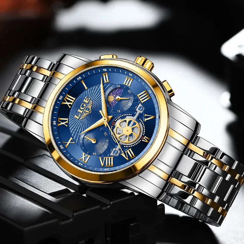 LIGE Top Brand Luxury Mens Watch Fashion Casual Automatic Watches Men Business Waterproof Quartz Wristwatches Male Reloj Hombre