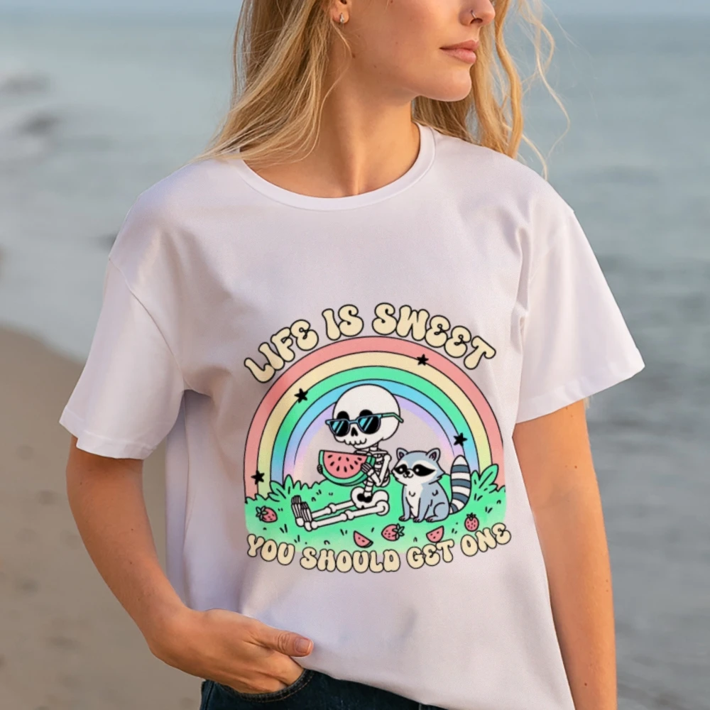 Life Is Good You Should Get One Shirt Funny Skull Cat Shirt Cute Skeleton Shirt Women Motivation Shirt