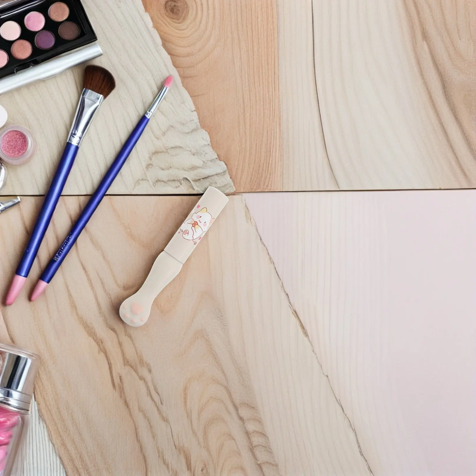 Pincel de Lábios em Forma de Garra de Gato com Ponta de Silicone Arredondada para Aplicação Sem Manchas, Design com Tampa, Aplicador de Gloss Labial Reutilizável Compacto para Mulheres