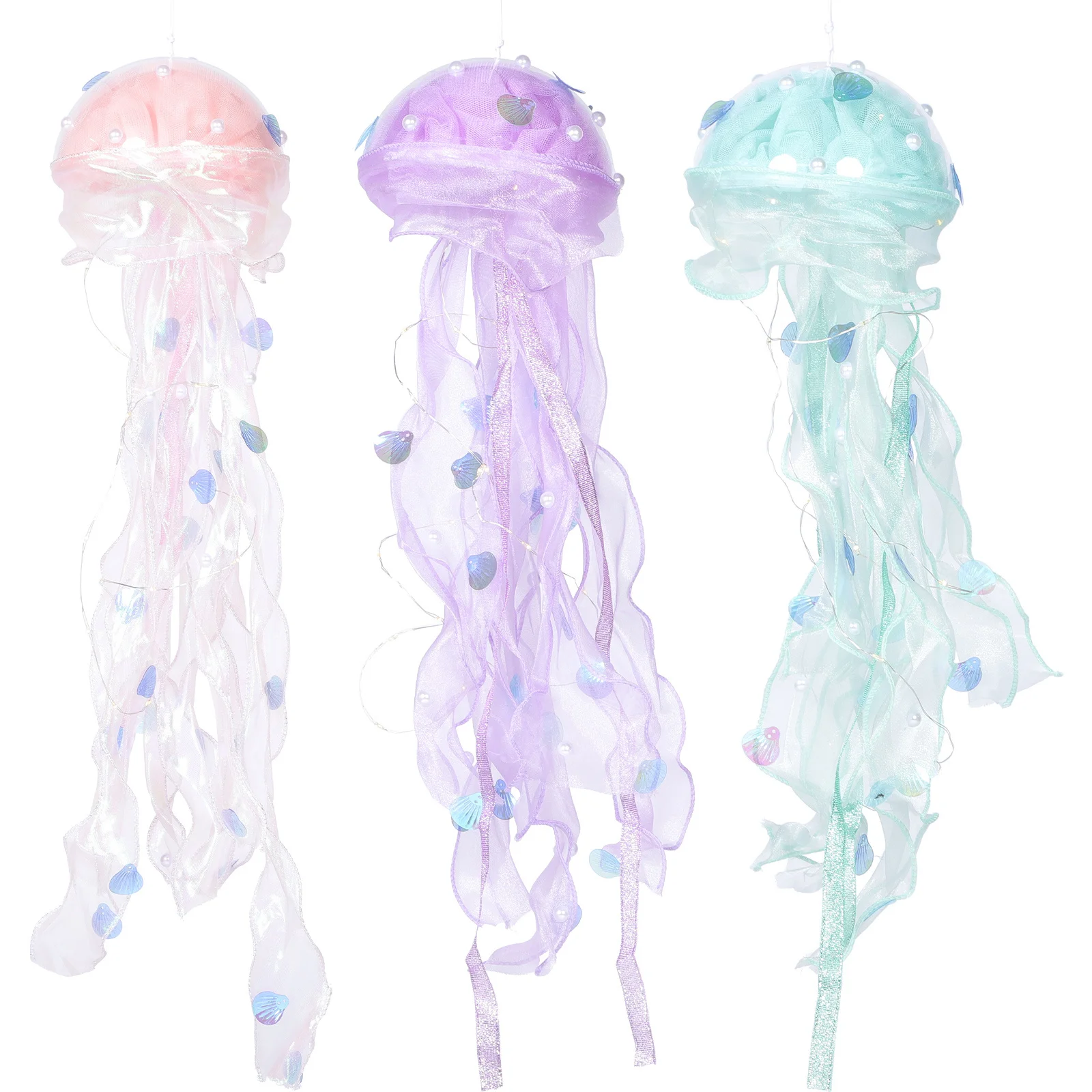 

3 Pcs Jellyfish Lamp DIY Material Bag Lantern Hanging Decoration Decorations Paper Lanterns Party Manual