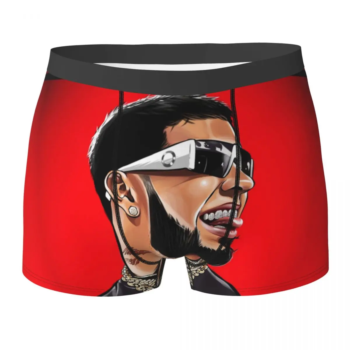 

Нижнее белье Anuel AA, музыкальный рэпер, хип-хоп певица, мужские трусы, эластичные шорты-боксеры на заказ, модные трусы-боксеры больших размеров