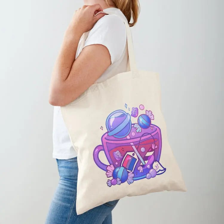 

Pride Flag Teacup - Candy Bisexual Tote Bag ecological bags Gift bag Cloth bag free delivery bags