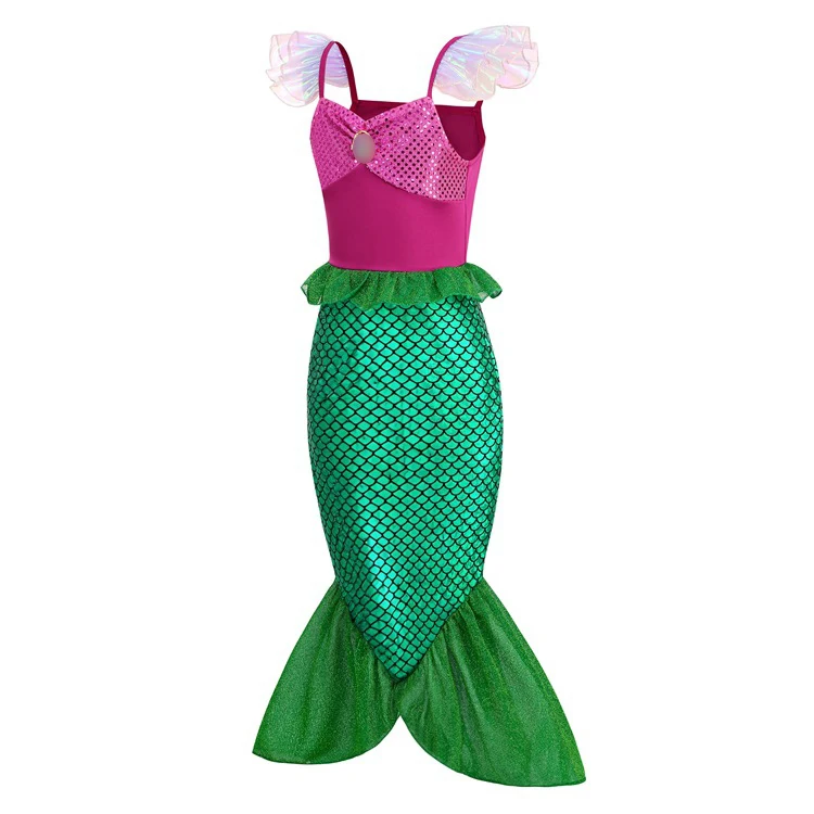 Princess Little Mermaid Ariel Fancy Dress Costume Play Party Girls Siren Role Playing Carnival Birthday Clothing Suspender Gowns
