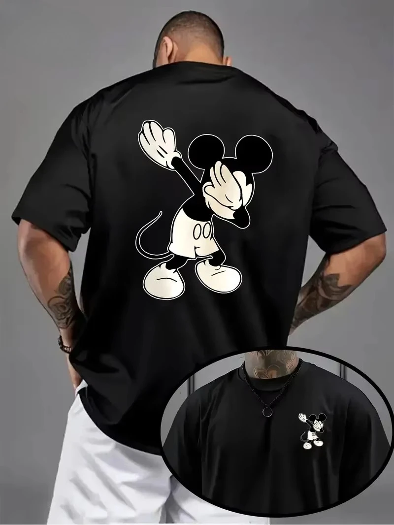 

The 2025 summer Disney Mickey Mouse printed T-shirt a casual cotton top is oversized and suitable for both men and women