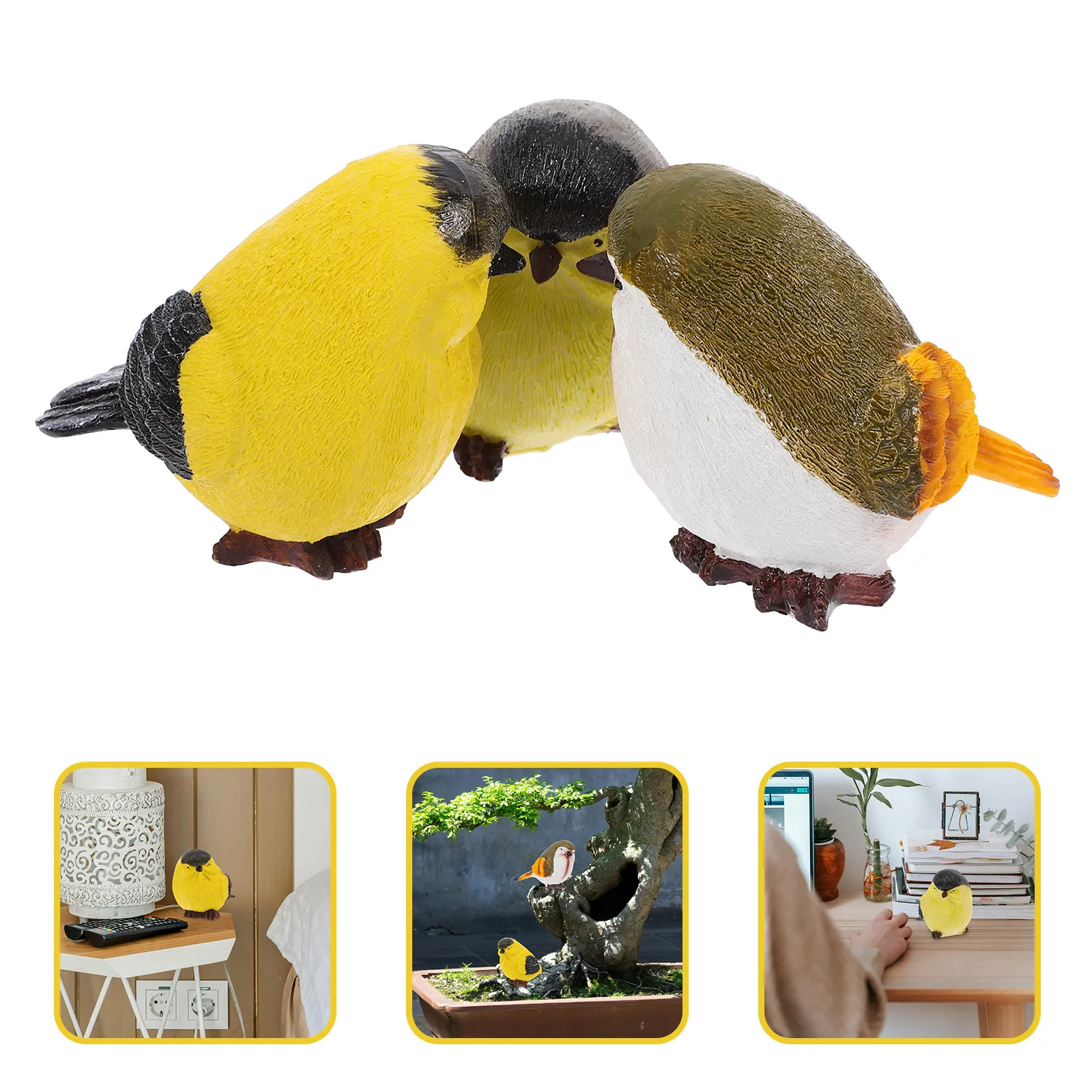 3Pcs Simulated Bird Ornament Country Decor Steady Elegant Vivid Realistic Bird Scene Decor for Home Garden Flower Arrangement