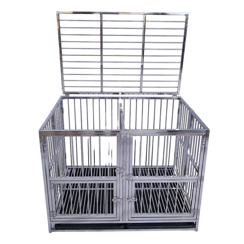 

STLF31 Inch Stainless Steel Pet Cage for Small Dogs Breathable Folding Cage with Animal Pattern for Dog Cage