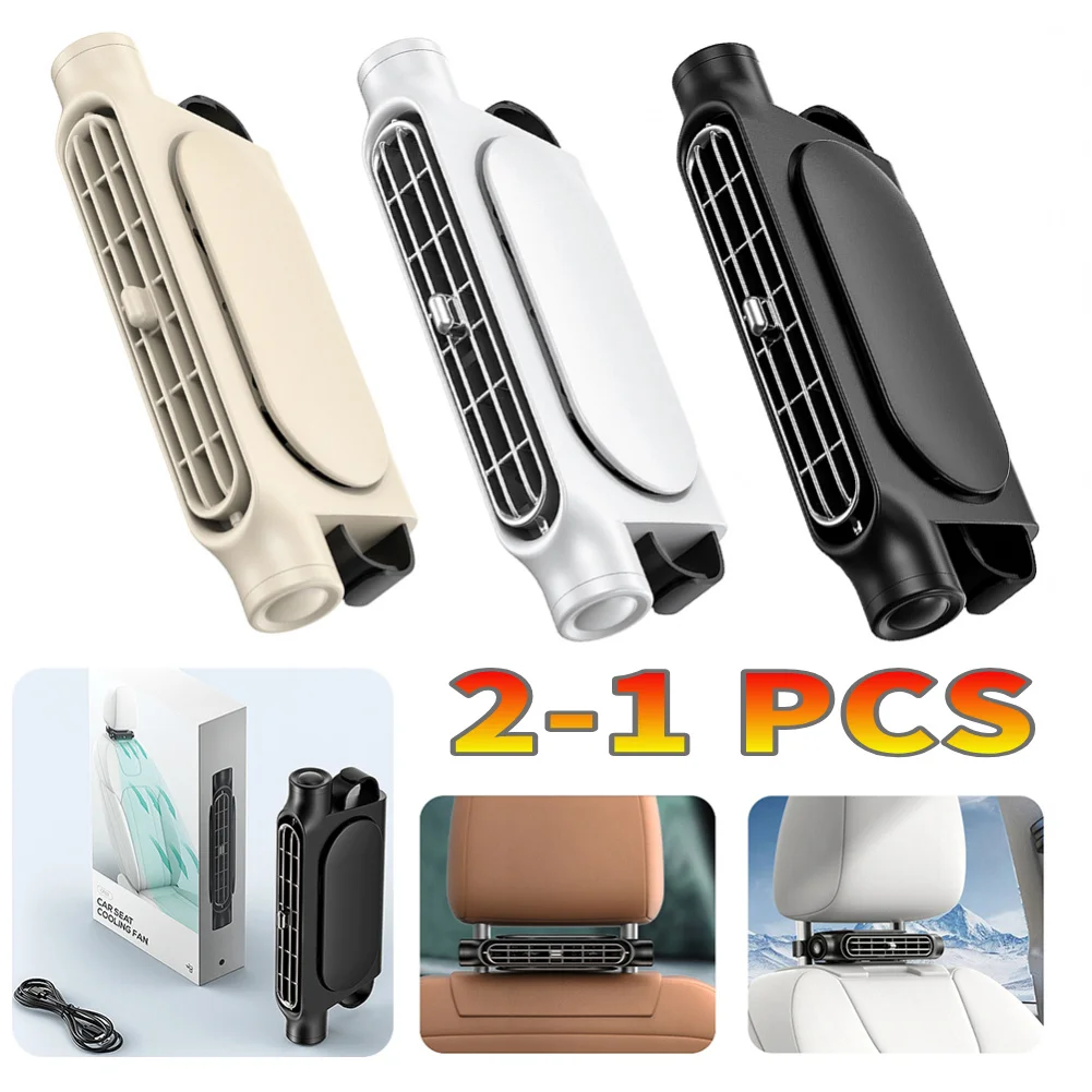 3 Speeds Adjustable Car Headrest Cooling Air Fan Portable Car Seat Fan USB Powered Air Cooling Fan for Front Rear Seat Passenger