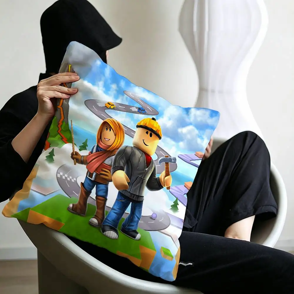 Hot Game R-Robloxs-X Coole Kissenbezüge, Cartoon-Sofa, dekorativ, für Zuhause, doppelseitiger Druck, kurzer Plüsch, niedlicher Kissenbezug – Detail 23
