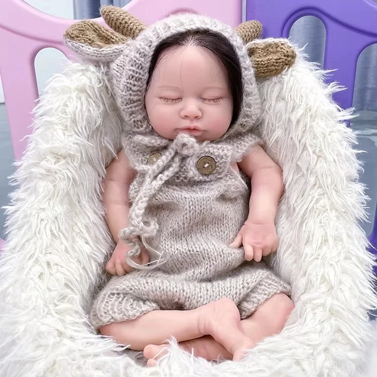 Factory Outlet 18-Inch Full Body Silicone Baby Dolls Cheap DIY Fashion Reborn Dolls with Black Hair for Girls