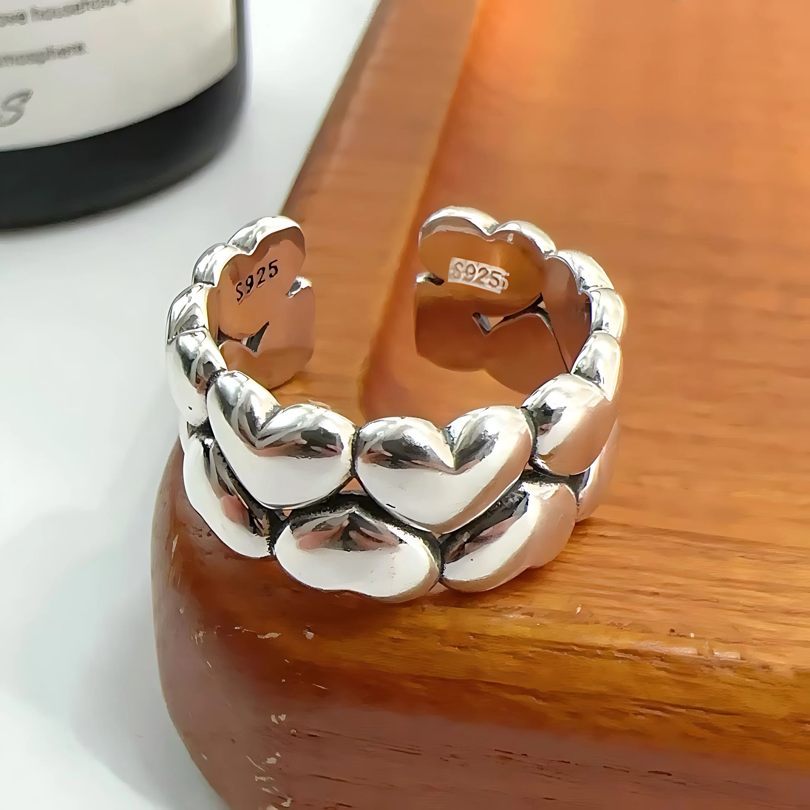 Bfclub 925 Sterling Zilveren Ringen Voor Vrouwen Geometrische Retro Hart Minimalistische Ring Feestsieraden Geschenken