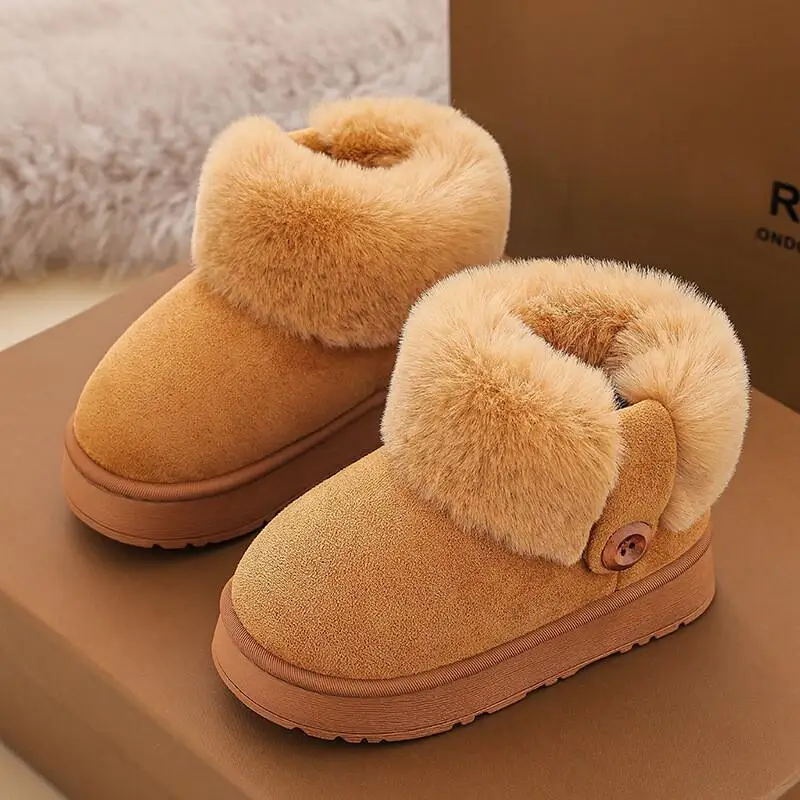 

Kawaii повседневная обувь, детская обувь, зимние хлопковые тапочки, теплые нескользящие тапочки с закрытым носком для маленьких мальчиков и девочек, домашняя обувь для отдыха