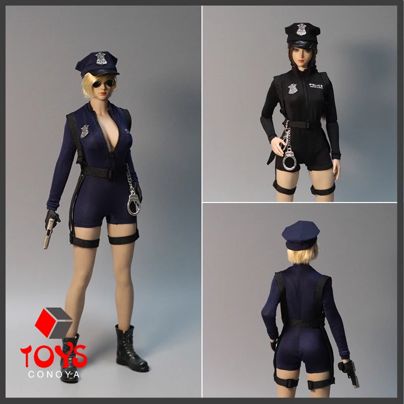 DMTOYS 1/6 Scale Policewoman Bodysuit Hat Shoulder Strap Cosplay Costume Clothes Model Fit 12'' Female Action Figure Body Dolls