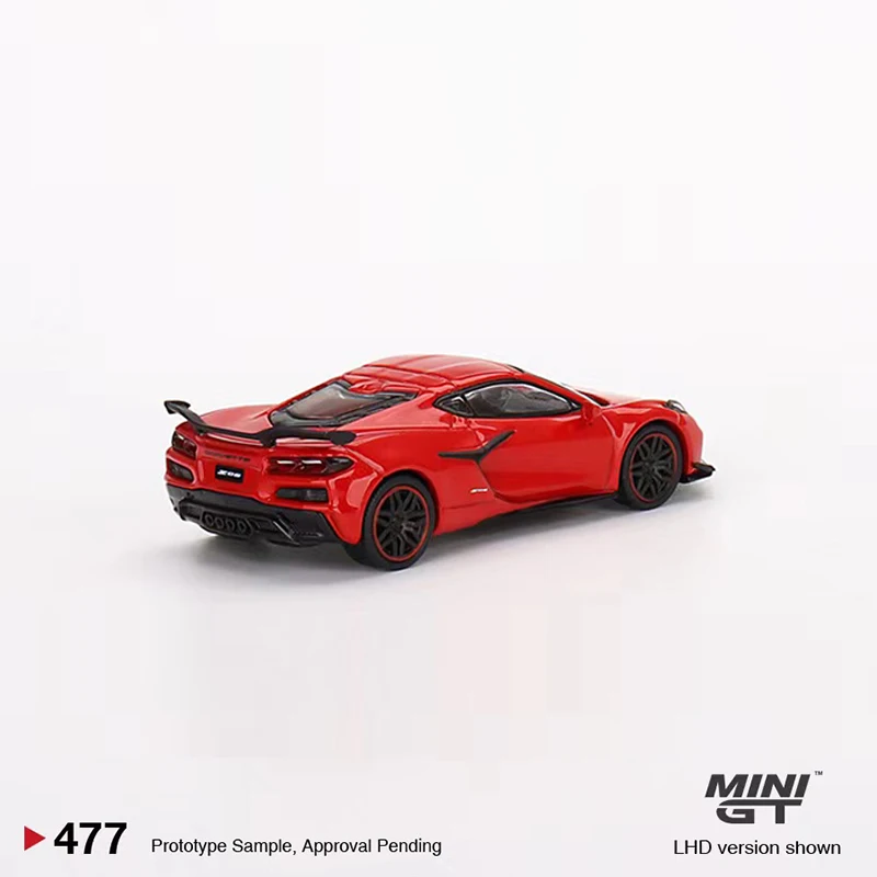 ミニgt-合金ダイキャストランニングカーモデル、コルベットz06 2023、トーチレッド、1:64