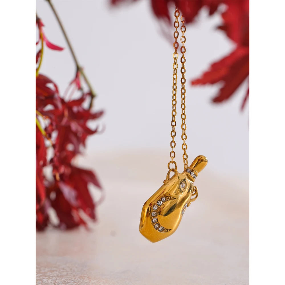 Yhpup الفولاذ المقاوم للصدأ القمر سحر متمنيا غلاية قلادة قلادة يوصي 18K الذهبي PVD مطلي مجوهرات الأزياء الإبداعية #2