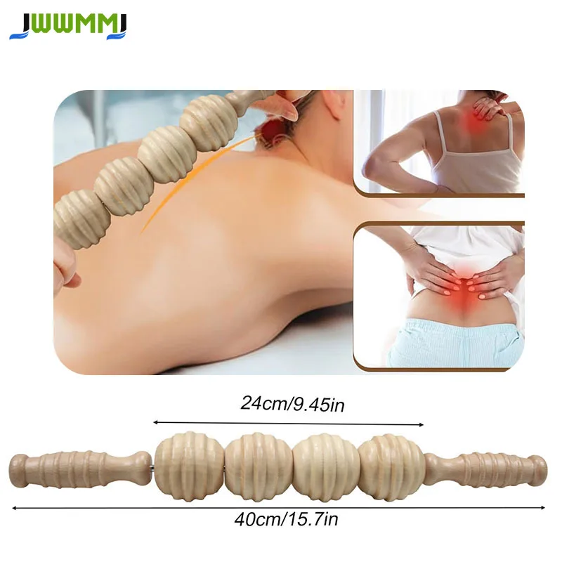 

1pcs Wood Massager Roller Handheld Cellulite Blasters Trigger Point Manual Muscle Release Roller Stick Massager