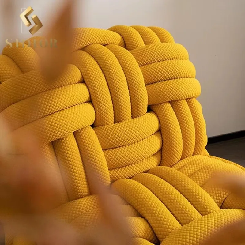 كرسي أريكة منسوج بعقدة إسكندنافية لغرفة المعيشة وغرفة النوم كرسي محبوك كرسي كسول شخصي