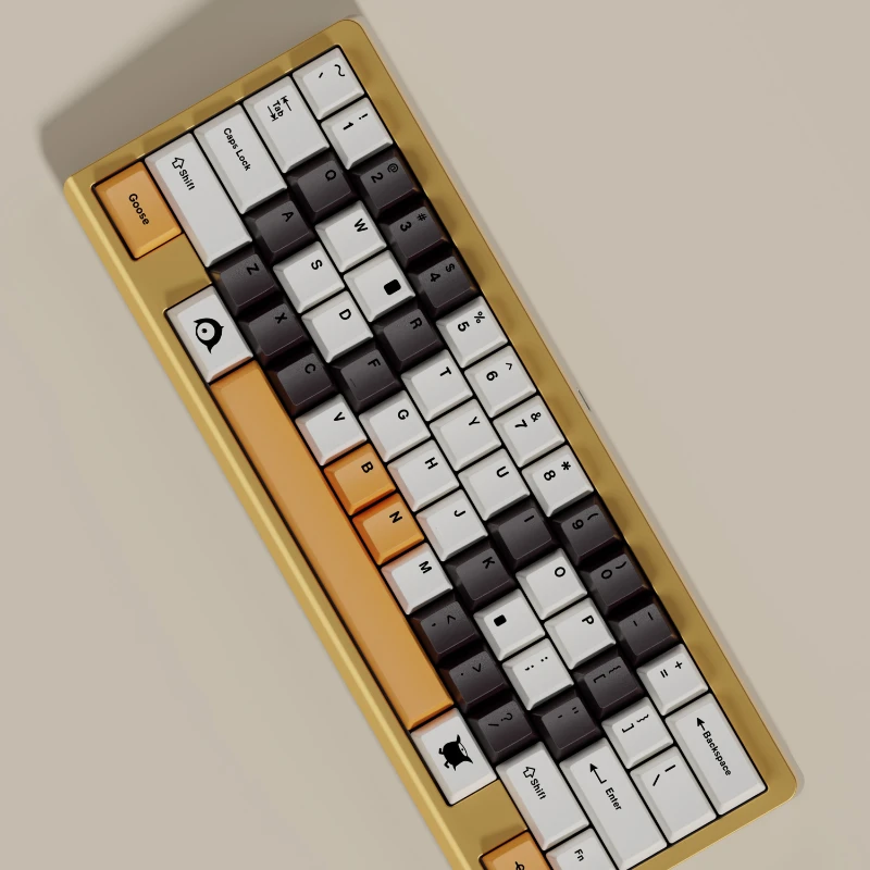 Duck Theme Keycaps PBT Thermal Sublimation Keycaps Cherry Profile Keycaps Split Space Bar for MX Switch Mechanical Keyboard Gift