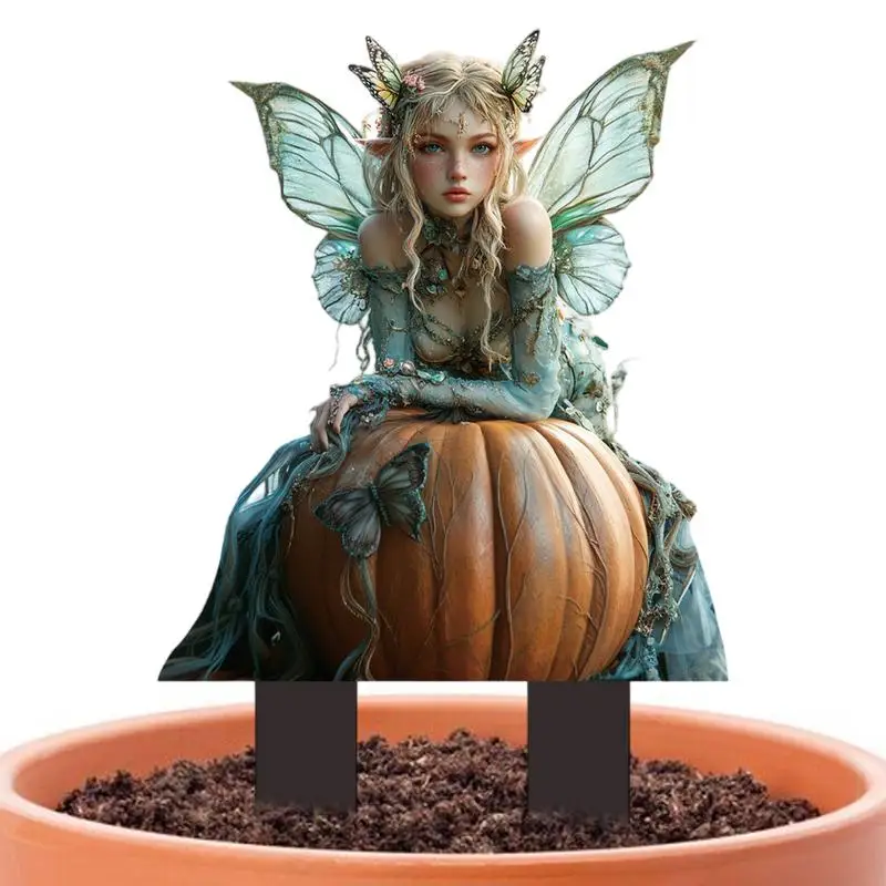 

2D Outdoor Fairy Stake Waterproof Wear-resistant Floor Plug Pendant Ornaments Potted Acrylic Fairy Flower Pot Planter Supplies