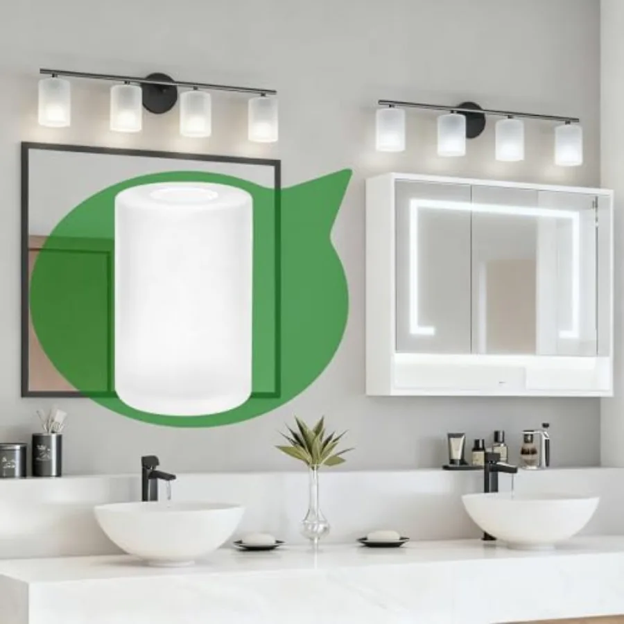 Frosted Glass Lamp Shade Replacement, Cylinder Glass Lamp Cover, 3.88