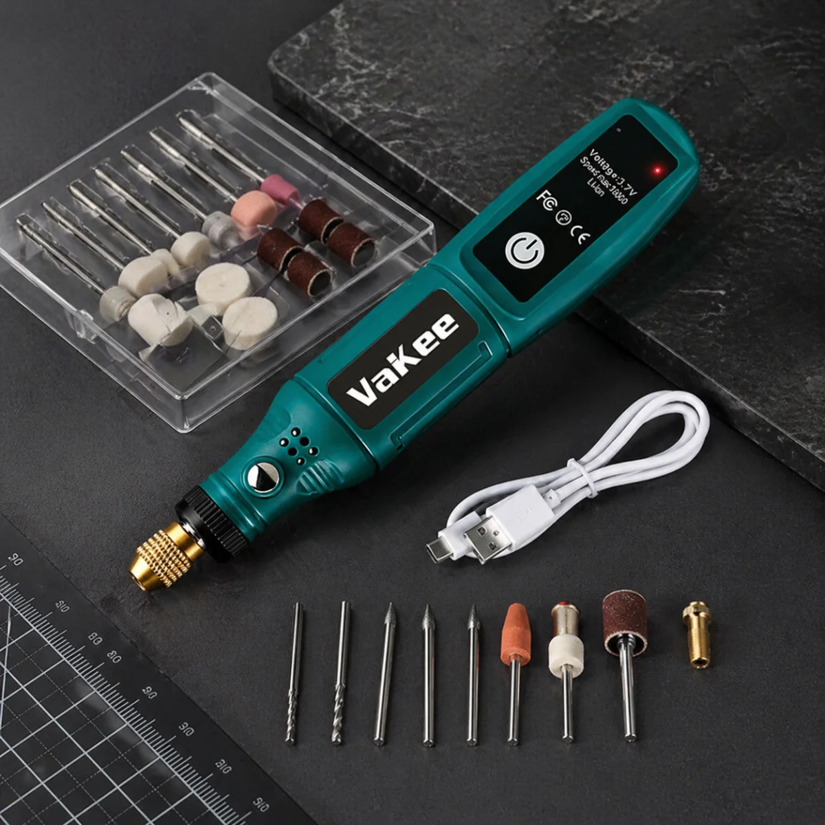 Vakee Mini Cordless Electric Grinder Pen, 3.7V USB Rechargeable Rotary Tool, 16000RPM Portable Precision Tool for Grinding, Poli view 6