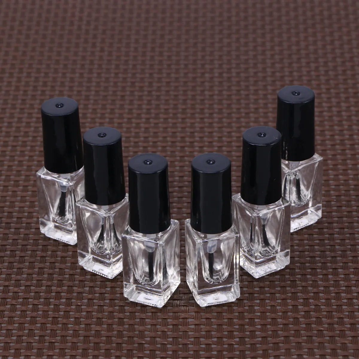 20Pcs Glass Nail Polish Bottles Transparent Empty Square Mini Container for Nail Art DIY Refill Travel Business Trip Usage