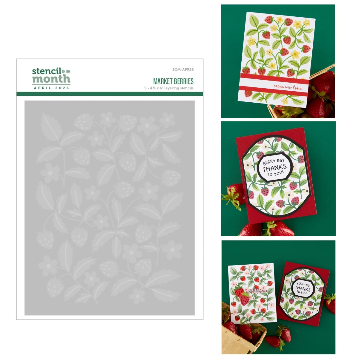 April 2026 Metal Cutting Dies Clear Stamps Market Berries Stencil Hot Foil for DIY Making Card Scrapbook Template Decoration