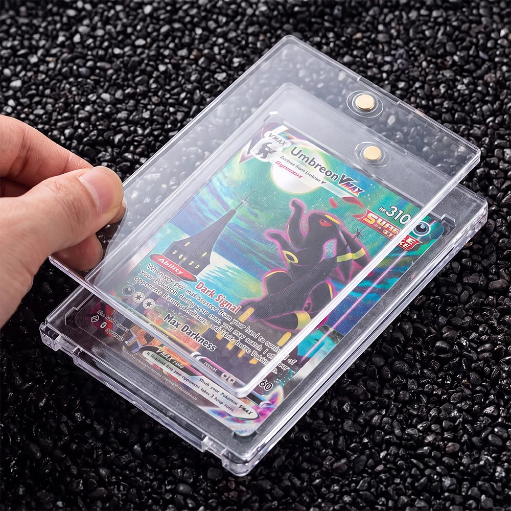 Clear Magnetic Trading Card Brick Hard Plastic Card Holder TCG Collectible Game Card Display Protector Case Child Gift