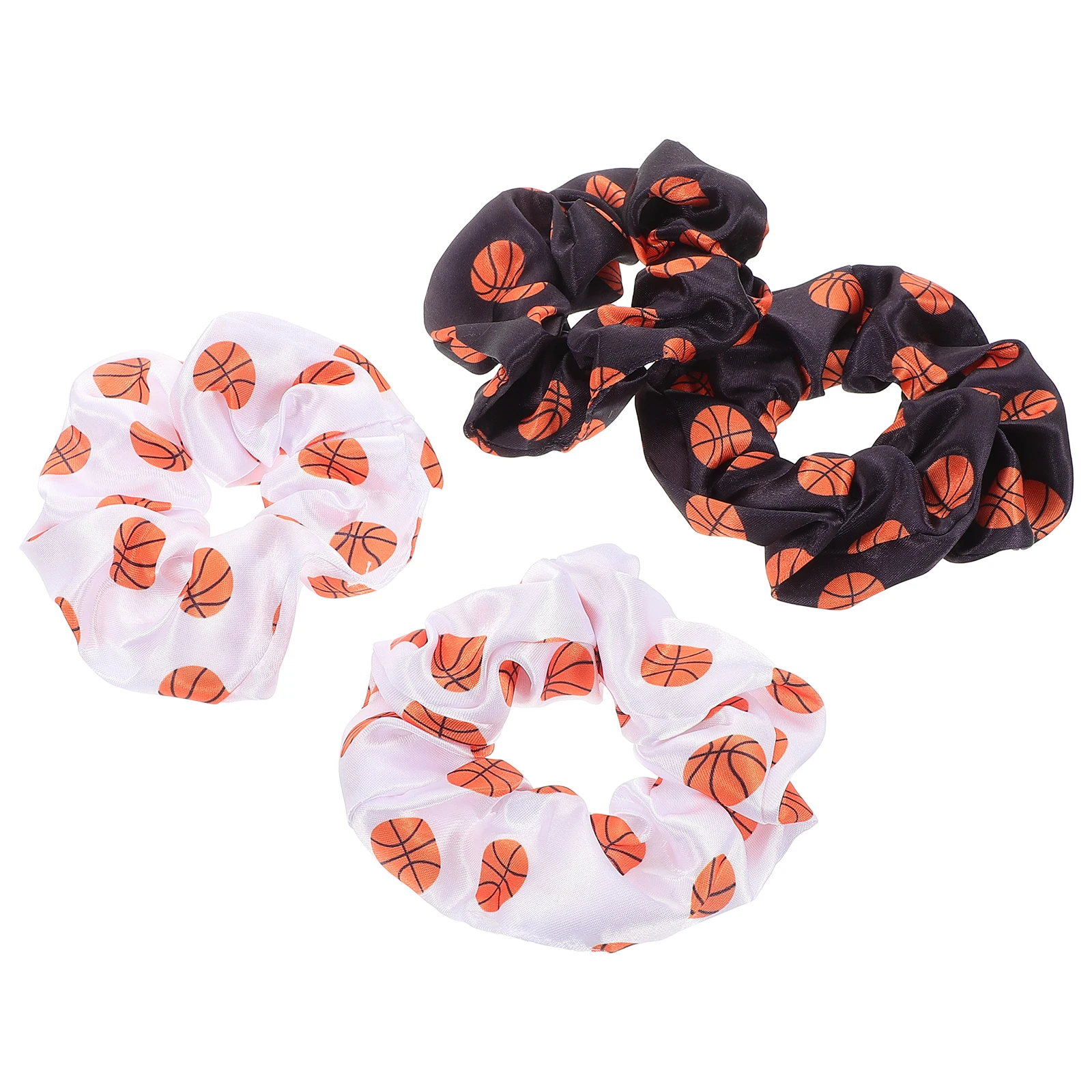 

4pcs Basketball Print Scrunchies Soft Fabric Ties Sport Accessories Durable Elastic Bands For Women Girls Ponytail Holders
