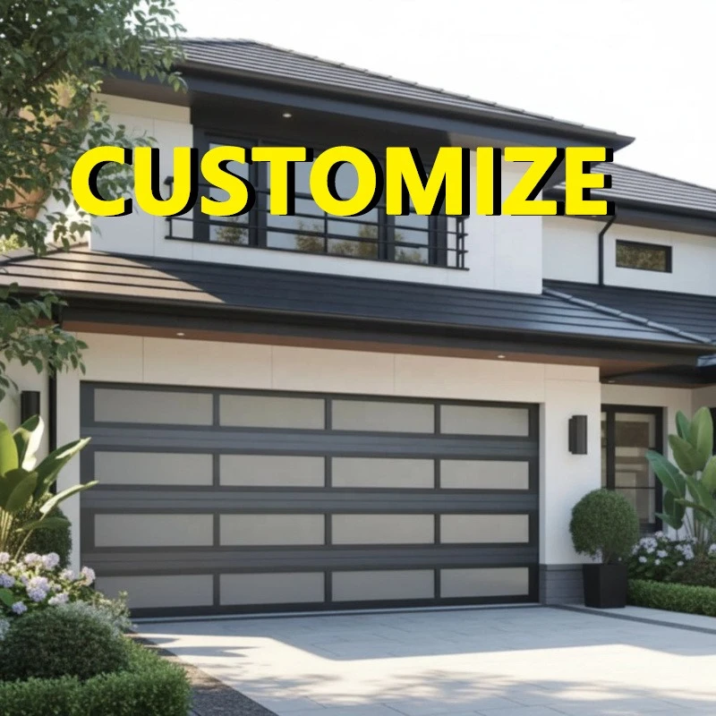 Any size custom electric remote aluminum garage door double layer insulated silent motor antitheft villa home waterproof durable