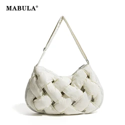 MABULA borsa Hobo a tracolla imbottita con Design in tessuto nero borsa a tracolla in cotone con tracolla grande borsa a tracolla invernale da donna