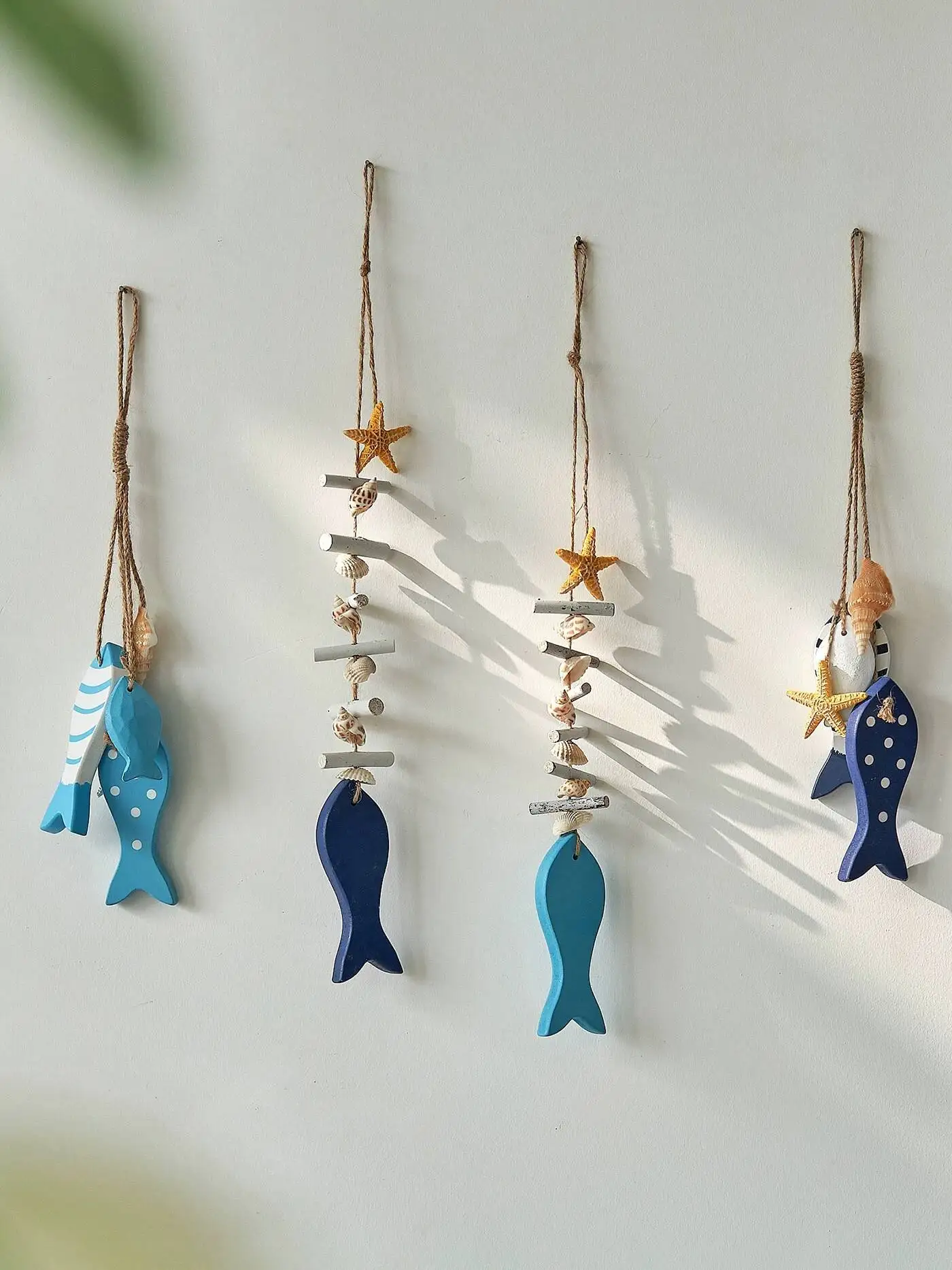 Mediterranean Style Hanging Decoration Small Fish String Pendant Ocean Theme Wall Decoration Kindergarten Creative Air Hanging