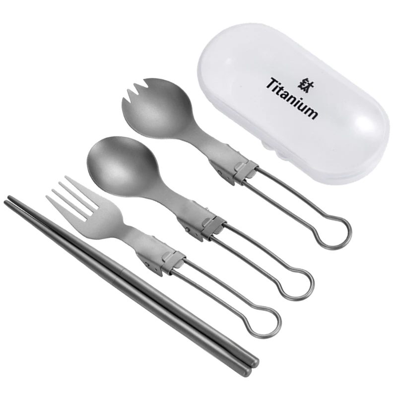 

Folding Travel Camping Cutlery Set Metal Tableware Fork Spoon Chopstick Dropship