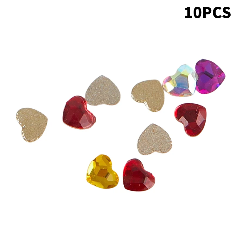 10pc Dental Tooth Gems Crystal Diamond Ornament Heart Shapes Multi Color Teeth Jewelry Denture Acrylic Teeth Decoration Material