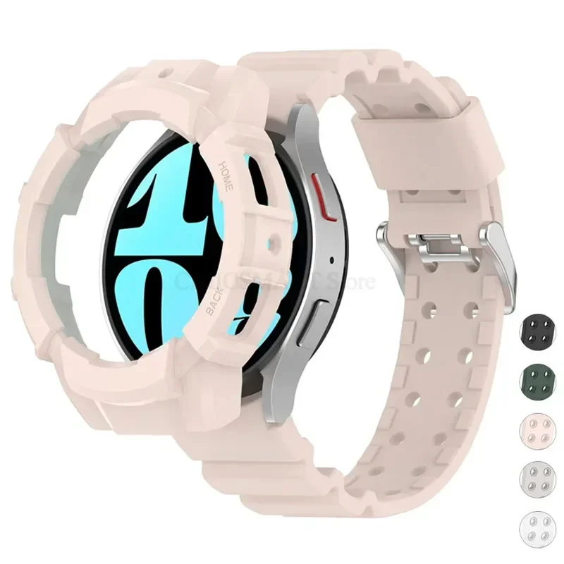Case+Band for Samsung Galaxy Watch 6 40mm 44mm Armor Sports Silicone Protector Cover Strap for Samsung Watch Bumper Accessories