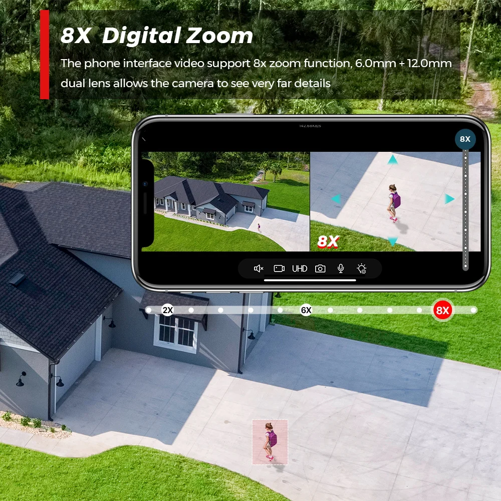 IP-камера, 9 МП, 5 к, два экрана, Wi-Fi